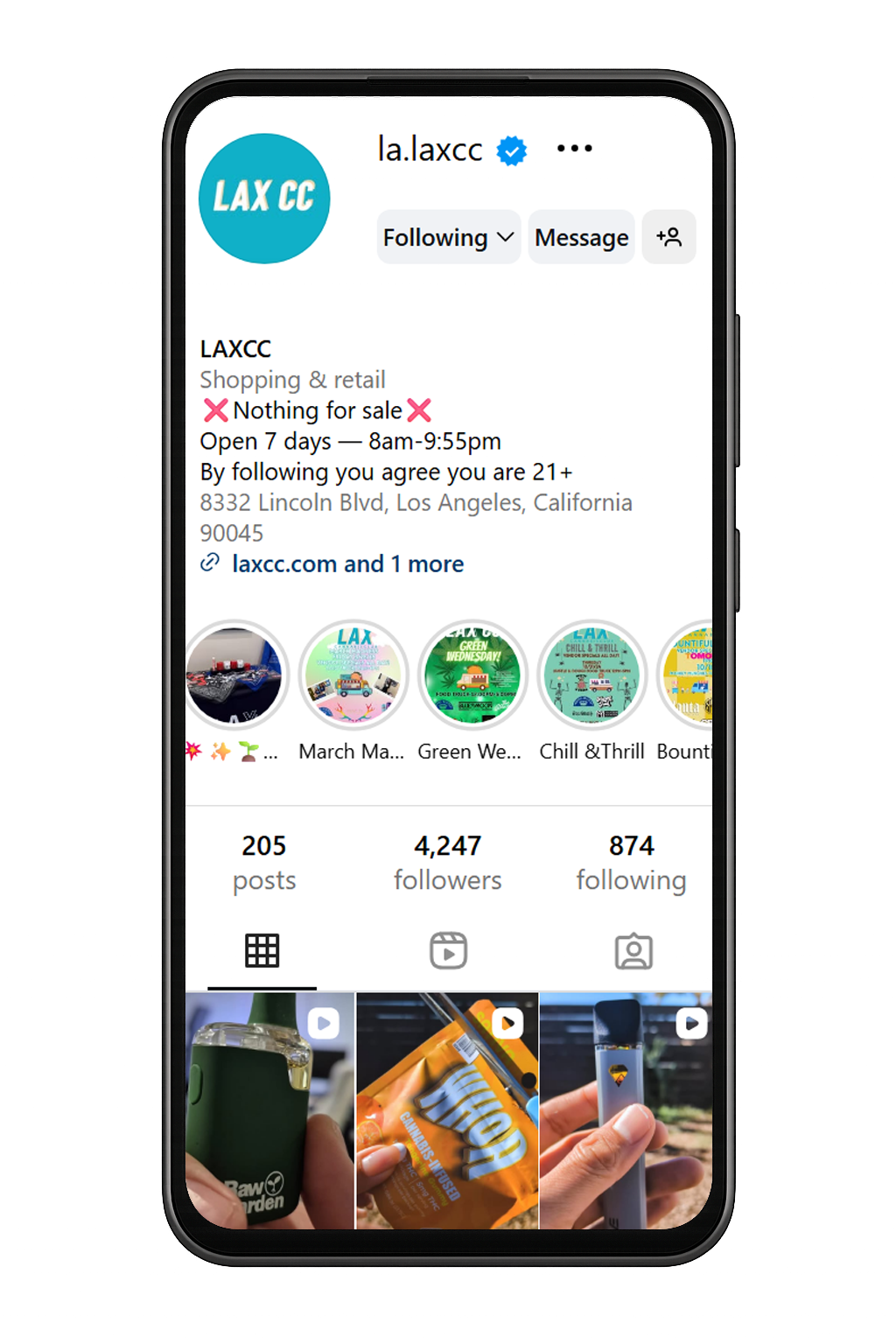 Follow LAX CC Dispensary on Instagram - Los Angeles near LAX