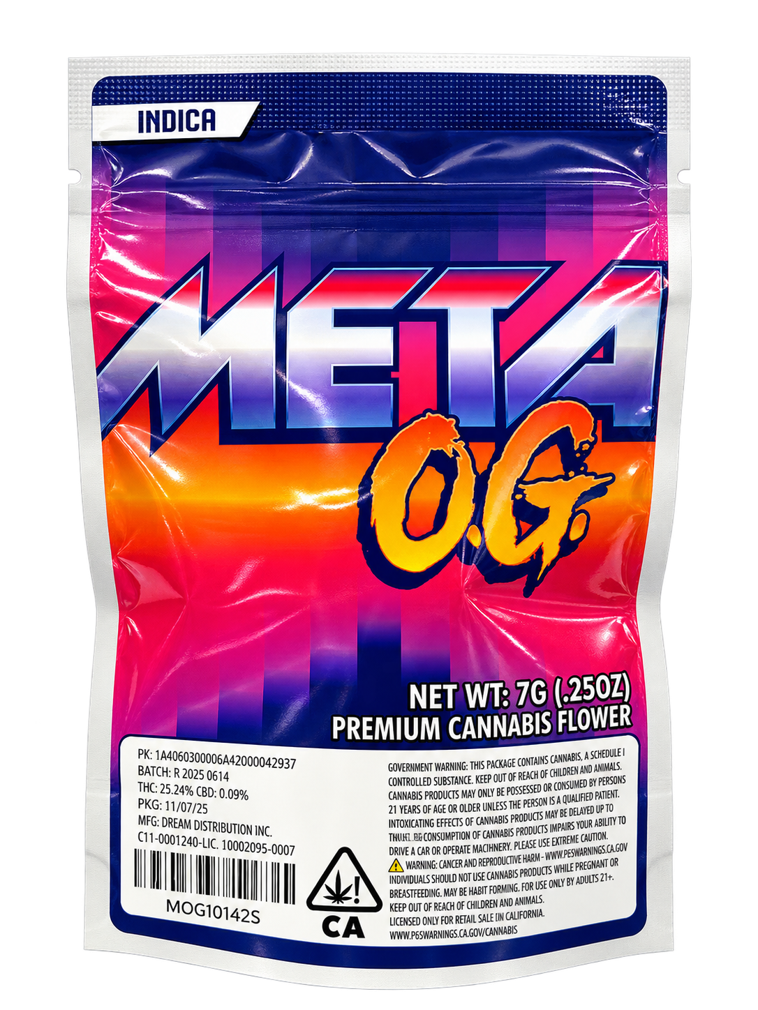 Lusty Meta OG premium Indica flower 7g pouch, buy one get one for $60